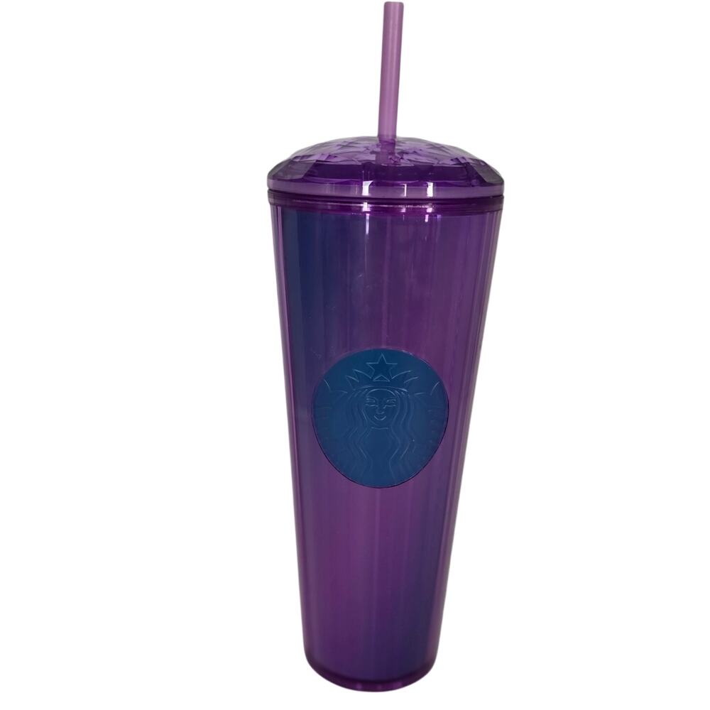 Starbucks Blue Purple Iridescent Kaleidoscope Dome Cup Tumbler 24 oz Venti